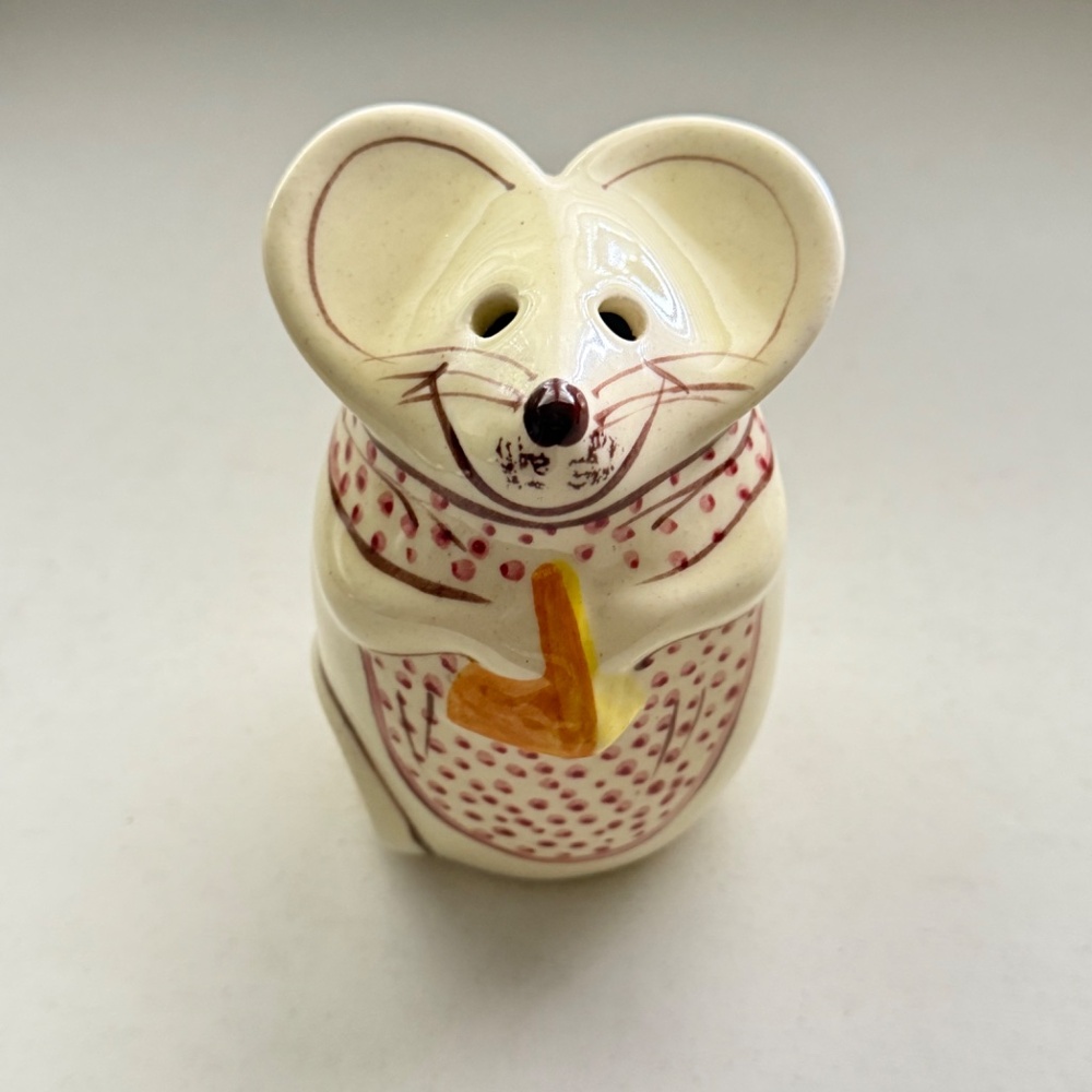 Vintage NS Gustin Mouse Cheese Shaker Hand Painted 5"